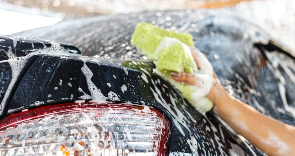 washing outside of car